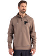 Atlanta Falcons Mono Cutter & Buck Roam Epic Versatility Half Zip Recycled Mens Hooded Pullover Mushroom Front