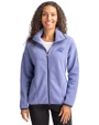 Carolina Panthers Mono Cutter & Buck Cascade Eco Fleece Womens Full Zip Jacket Hyacinth/Navy Blue Front