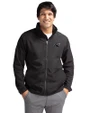 Carolina Panthers Mono Cutter & Buck Charter Eco Recycled Mens Full-Zip Jacket Black Front