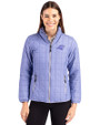 Carolina Panthers Mono Cutter & Buck Rainier PrimaLoft®  Womens Eco Insulated Full Zip Puffer Jacket Hyacinth Melange Front