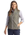 Carolina Panthers Mono Cutter & Buck Rainier PrimaLoft® Womens Eco Insulated Full Zip Puffer Vest Poplar Melange Front