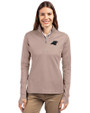 Carolina Panthers Mono Cutter & Buck Traverse Stretch Eco Quarter Zip Womens Pullover Mushroom Front