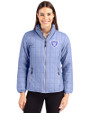 Las Vegas Raiders Monochromatic Cutter & Buck Rainier Recycled Insulated Puffer Womens Full Zip Jacket Hyacinth Melange Front