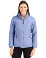 San Francisco 49ers Monochromatic Cutter & Buck Rainier Recycled Insulated Puffer Womens Full Zip Jacket Hyacinth Melange Front