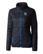 Chicago Bears Mono Cutter & Buck Rainier PrimaLoft®  Womens Eco Insulated Full Zip Puffer Jacket Dark Navy Mannequin