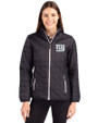 New York Giants Mono Cutter & Buck Rainier PrimaLoft®  Womens Eco Insulated Full Zip Puffer Jacket Black Front