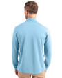 Miami Dolphins Mono Cutter & Buck Virtue Eco Pique Recycled Quarter Zip Mens Pullover Atlas Light Blue Back