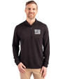 New York Giants Mono Cutter & Buck Virtue Eco Pique Recycled Quarter Zip Mens Pullover Black Front
