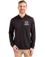 Green Bay Packers Mono Cutter & Buck Virtue Eco Pique Recycled Quarter Zip Mens Pullover Black Front