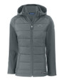 Los Angeles Chargers Mono Cutter & Buck Evoke Hybrid Softshell Recycled Full Zip Womens Hooded Jacket Elemental Grey Mannequin