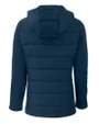 Chicago Bears Mono Cutter & Buck Evoke Hybrid Softshell Recycled Full Zip Womens Hooded Jacket Navy Blue Mannequin Back