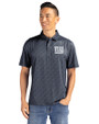 New York Giants Mono Cutter & Buck Pike Eco Pebble Print Stretch Recycled Mens Polo Black/White Front