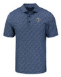 Chicago Bears Mono Cutter & Buck Pike Eco Pebble Print Stretch Recycled Mens Polo Navy Blue/White Mannequin