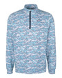 Los Angeles Chargers Mono Cutter & Buck Traverse Stretch Eco Camo Print Quarter Zip Mens Pullover Indigo Mannequin