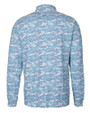 Los Angeles Chargers Mono Cutter & Buck Traverse Stretch Eco Camo Print Quarter Zip Mens Pullover Indigo Mannequin Back