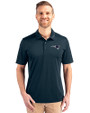 New England Patriots Mono Cutter & Buck Prospect Eco Textured Stretch Recycled Mens Big & Tall Polo Navy Blue Front