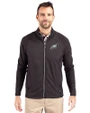 Philadelphia Eagles Mono Cutter & Buck Adapt Eco Knit Hybrid Recycled Mens Full Zip Jacket Black Front