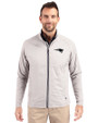 New England Patriots Mono Cutter & Buck Adapt Eco Knit Hybrid Recycled Mens Full Zip Jacket Polished Medium Gray Front