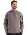 San Francisco 49ers Monochromatic Cutter & Buck Adapt Recycled Soft Knit Stretch Mens Hybrid Full Zip Jacket Elemental Grey Front