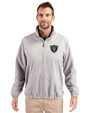  Las Vegas Raiders Mono Cutter & Buck Charter Eco Knit Recycled Big & Tall Full-Zip Jacket Polished Medium Gray Front