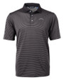 Los Angeles Chargers Mono Cutter & Buck Virtue Eco Pique Micro Stripe Recycled Mens Polo Black/Elemental Grey Mannequin