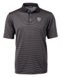 Chicago Bears Mono Cutter & Buck Virtue Eco Pique Micro Stripe Recycled Mens Polo Black/Elemental Grey Mannequin