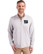New York Giants Mono Cutter & Buck Virtue Eco Pique Micro Stripe Recycled Mens Quarter Zip Polished/White Front