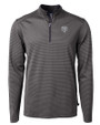 Chicago Bears Monochromatic Cutter & Buck Virtue Recycled Micro Stripe Featherlight Pique Mens Quarter Zip Pullover Black/Elemental Grey Mannequin