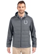 Indianapolis Colts Mono Cutter & Buck Evoke Hybrid Eco Softshell Recycled Full Zip Mens Big & Tall Hooded Jacket Elemental Grey Front