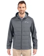 Baltimore Ravens Mono Cutter & Buck Evoke Hybrid Eco Softshell Recycled Full Zip Mens Big & Tall Hooded Jacket Elemental Grey Front