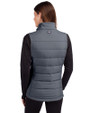 Los Angeles Rams Mono Cutter & Buck Evoke Hybrid Softshell Recycled Womens Full Zip Vest Elemental Grey Back