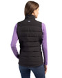 Washington Commanders Mono Cutter & Buck Evoke Hybrid Softshell Recycled Womens Full Zip Vest Black Back
