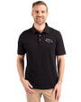 Denver Broncos Mono Cutter & Buck Advantage Eco Tri-Blend Pique Mens Polo Black Front