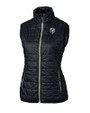 Chicago Bears Mono Cutter & Buck Rainier PrimaLoft® Womens Eco Insulated Full Zip Puffer Vest Dark Navy/Silver Mannequin