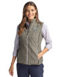Jacksonville Jaguars Mono Cutter & Buck Rainier PrimaLoft® Womens Eco Insulated Full Zip Puffer Vest Poplar Melange Front