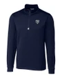 Chicago Bears Mono Cutter & Buck Traverse Stretch Eco Quarter Zip Mens Big and Tall Pullover Liberty Navy Mannequin