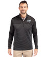 Tampa Bay Buccaneers Mono Cutter & Buck Traverse Stretch Eco Stripe Quarter Zip Mens Big and Tall Pullover Black Front