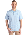 Minnesota Vikings Monochromatic Cutter & Buck Virtue Recycled Stripe Featherlight Pique Mens Polo Atlas Light Blue Front