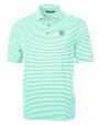 Chicago Bears Mono Cutter & Buck Virtue Eco Pique Stripe Recycled Mens Polo Fresh Mint Mannequin