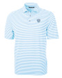 Chicago Bears Monochromatic Cutter & Buck Virtue Recycled Stripe Featherlight Pique Mens Polo Atlas Light Blue Mannequin