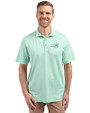 Miami Dolphins Mono Cutter & Buck Virtue Eco Pique Stripe Recycled Mens Polo Fresh Mint Front