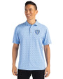  Las Vegas Raiders Mono Cutter & Buck Virtue Eco Pique Tile Print Recycled Mens Polo Atlas Light Blue Front
