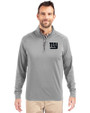 New York Giants Mono Cutter & Buck Adapt Eco Knit Stretch Recycled Mens Big and Tall Quarter Zip Pullover Polished Medium Gray Front