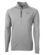 Los Angeles Chargers Mono Cutter & Buck Adapt Eco Knit Stretch Recycled Mens Big and Tall Quarter Zip Pullover Polished Medium Gray Mannequin