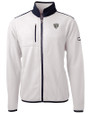 Chicago Bears Monochromatic Cutter & Buck Cascade Epic Comfort Recycled Sherpa Fleece Mens Full Zip Jacket Shell/Navy Blue Mannequin