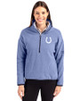 Indianapolis Colts Monochromatic Cutter & Buck Cascade Epic Comfort Recycled Sherpa Fleece Womens Pullover Jacket Hyacinth/Navy Blue Front