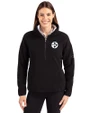 Pittsburgh Steelers Mono Cutter & Buck Cascade Eco Fleece Womens Pullover Jacket Black Front