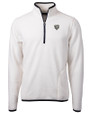 Chicago Bears Monochromatic Cutter & Buck Cascade Epic Comfort Recycled Sherpa Fleece Mens Quarter Zip Jacket Shell/Navy Blue Mannequin