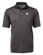 Pittsburgh Steelers Mono Cutter & Buck Virtue Eco Pique Micro Stripe Recycled Mens Big & Tall Polo Black/Elemental Grey Mannequin