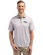 Denver Broncos Monochromatic Cutter & Buck Virtue Recycled Micro Stripe Featherlight Pique Mens Big & Tall Polo Polished/White Front